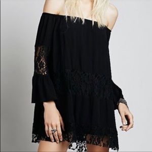 Black Lace Free People Off the Shoulder Dress